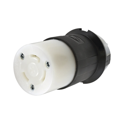 Conector Industrial HUBBELL HUB-HBL-2623 con Bloqueo de Media Vuelta / 30 A 250 V CA / 2 Polos 3 Hilos / Color Blanco y Negro / Nema L6-30R. - Image 2
