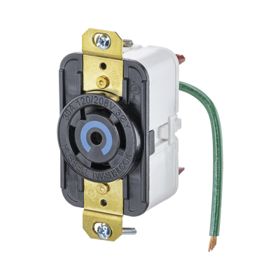 Receptáculo de Media Vuelta Industrial 30 A 120/208 V CA/ Nema L21-30R /Color Negro.