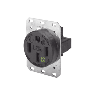 Receptáculo Recto HUBBELL HUB-HBL-9450A de 50 A 125/250 V CA 3 Polos 4 Hilos (Nema 14-50R).