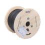Carrete de 1 km de Fibra Óptica Aérea Mini Figura 8 G.657A2 tipo Drop, Monomodo de 1 Hilo (unifibra), Color Negro, Span 80