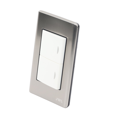 Apagador Doble JWJ JTL-E7505 de 10 A/ 127 V CA ~ 60 Hz / Placa de Acero. - Image 3