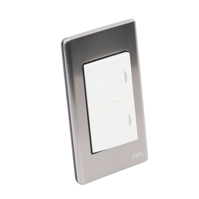 Apagador Doble JWJ JTL-E7505 de 10 A/ 127 V CA ~ 60 Hz / Placa de Acero. - Image 6