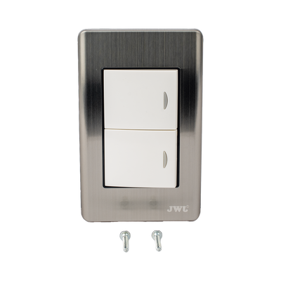 Apagador Doble JWJ JTL-E7505 de 10 A/ 127 V CA ~ 60 Hz / Placa de Acero. - Image 8