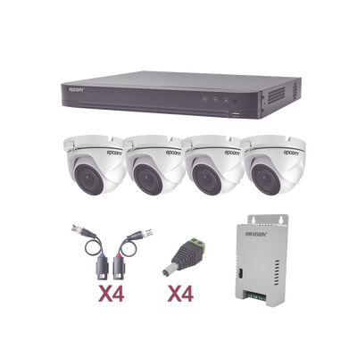 KIT TurboHD 1080p / DVR 4 Canales / 4 Cámaras Eyeball (exterior 2.8 mm) / Transceptores / Conectores / Fuente EPCOM PROFESSIONAL KEVTX8T4EW de Poder Profesional - Image 3