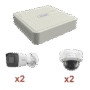 Kit IP 1080p (2 Megapixel) / NVR de 4 Canales con 4 Puertos PoE / 2 Cámaras IP Bala para Exterior / 2 Cámaras IP Domo para Exterior