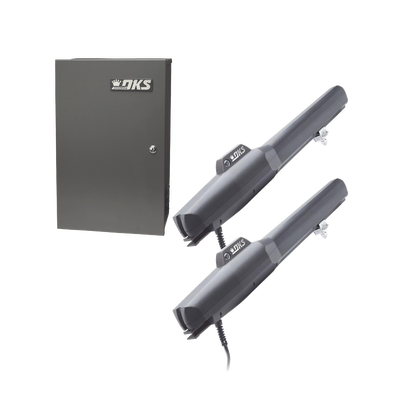 Kit de Operadores Abatibles 6006 de Doorking / Para Puertas de Hasta 5.5 Metros / Soporta Respaldo de Baterias