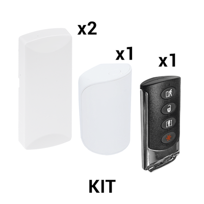 KIT Básico Sensores Inalámbricos – Incluye 2 Contactos Magnéticos, 1 PIR y 1 Llavero – Compatibles con Paneles DSC 433 MHz