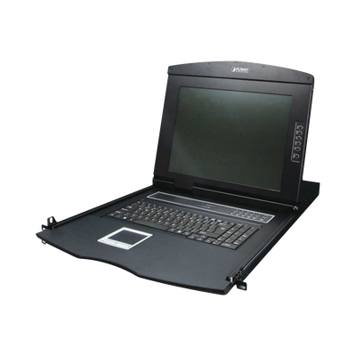 Switch KVM con Monitor de 17″con Teclado y Trackpad para Rack de 1U de Cuatro Postes, 8 Puertos VGA Para Acceder y Controlar Hasta 8 Computadoras Desde una Sola Consola