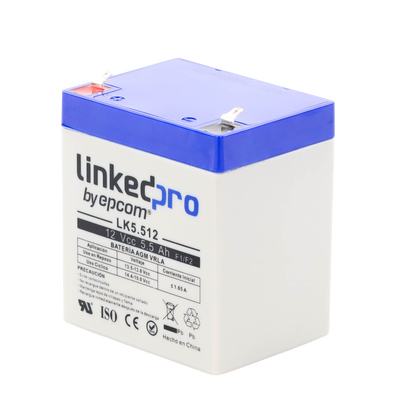 Batería 12 V / 5.5 Ah / UL / Vida útil promedio 5 años / Tecnología AGM / Para uso en equipo electrónico, Alarmas de Intrusión / Incendio/ Control de acceso / Video Vigilancia / Terminales F1 ( Incluye adaptador F - Image 4