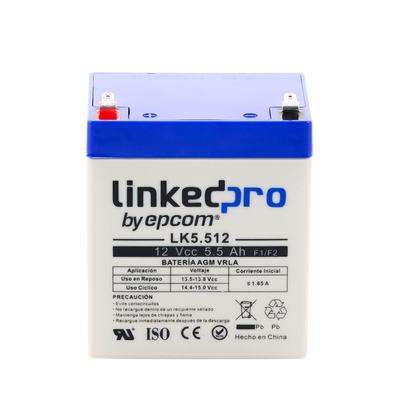 Batería 12 V / 5.5 Ah / UL / Vida útil promedio 5 años / Tecnología AGM / Para uso en equipo electrónico, Alarmas de Intrusión / Incendio/ Control de acceso / Video Vigilancia / Terminales F1 ( Incluye adaptador F - Image 6