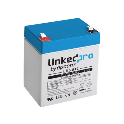 Batería 12 V / 5.5 Ah / UL / Vida útil promedio 5 años / Tecnología AGM / Para uso en equipo electrónico, Alarmas de Intrusión / Incendio/ Control de acceso / Video Vigilancia / Terminales F1 ( Incluye adaptador F - Image 2