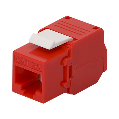 Módulo Jack Keystone Cat6A (toolless), LINKEDPRO BY EPCOM LP-KJ-6A-TTRD con terminación en ángulo 180 º Color Rojo, Compatible con Faceplate y Patchpanel Linkedpro
