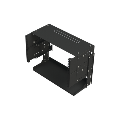 Rack Abierto de montaje en Pared, de 19in, 5 Unidades de rack, Profundidad Ajustable (8″ a 12″) con Charola de Uso Múltiple.