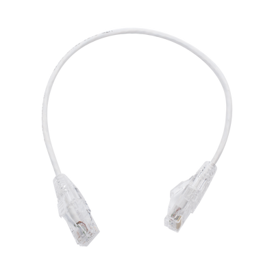 Cable de Parcheo Slim UTP Cat6 – 30 cm Blanco, Diámetro Reducido (28 AWG)