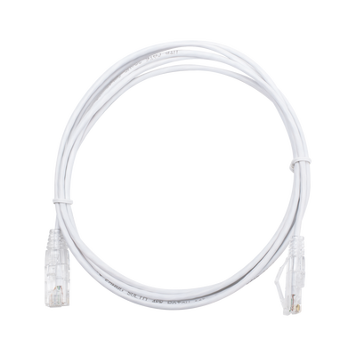 Cable de Parcheo Slim UTP Cat6 – 2 m Blanco Diámetro Reducido (28 AWG)