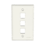 Placa de Pared Vertical, Salida Para 3 Puertos Keystone, Color Blanco Mate