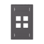 Placa de Pared Vertical, Salida Para 4 Puertos Keystone, Con Espacios Para Etiquetas, Color Negro