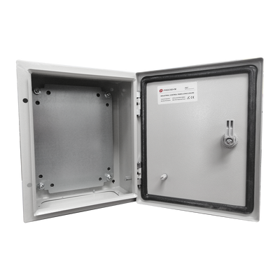 Gabinete de Acero IP66 Uso en Intemperie (250 x 300 x 150 mm) con Placa Trasera Interior Metálica y Compuerta Inferior Atornillable (Incluye Chapa y Llave T). - Image 5