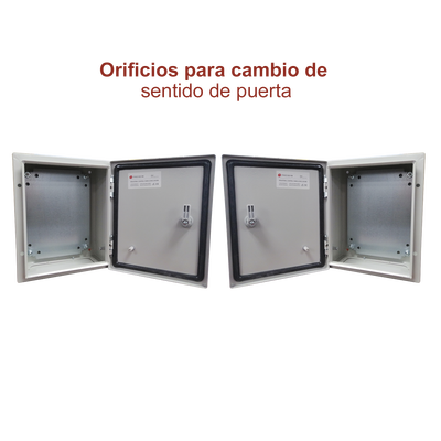 Gabinete de Acero IP66 Uso en Intemperie (250 x 300 x 150 mm) con Placa Trasera Interior Metálica y Compuerta Inferior Atornillable (Incluye Chapa y Llave T). - Image 6