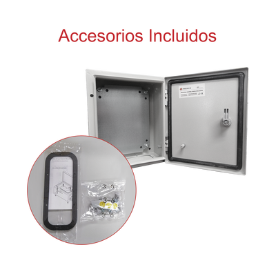 Gabinete de Acero IP66 Uso en Intemperie (250 x 300 x 150 mm) con Placa Trasera Interior Metálica y Compuerta Inferior Atornillable (Incluye Chapa y Llave T). - Image 8