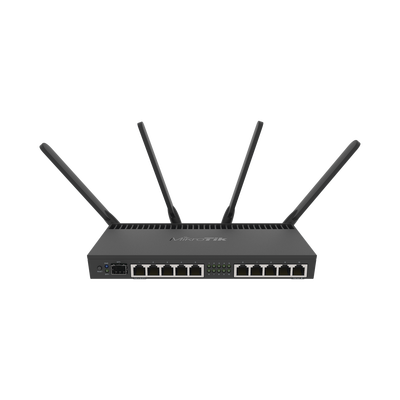 Router con Wi-Fi 4×4 MU-MIMO, hasta 2 watts de potencia, antenas de 3 dBi, 10 puertos Gigabit, 1 Puerto SFP+