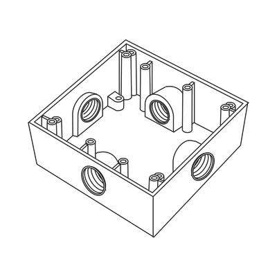 Caja Cuadrada RAWELT RC-0487 de 3/4″ (19.05 mm) a Prueba de Intemperie/ Cuenta con 4 bocas.