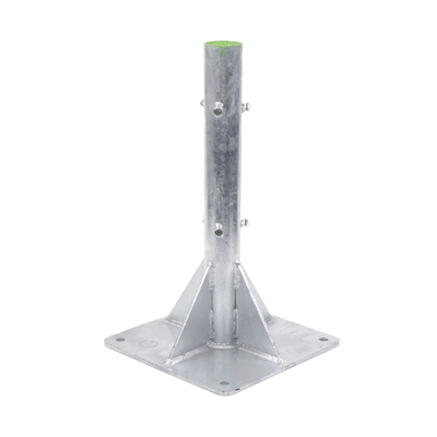 Base para Mástil Hasta 2″ con Opresores, Base de 50 x 50 cm y Tubo de 80 cm Ced. 30. Galv. Inmersión.