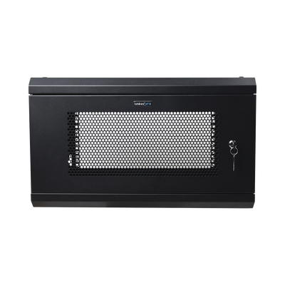 Gabinete de Pared de 6U con Puerta Perforada, 455 mm de Profundidad Total, Rack de 19”, Acero Reforzado Color Negro