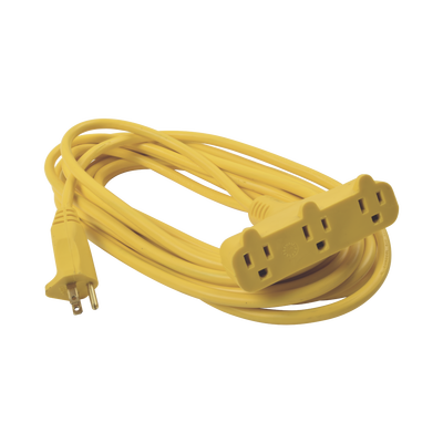 Extensión Eléctrica Tipo Abanico Uso Rudo 8 metros/ 127 V CA – 10 A Máximo / Color Amarilla.