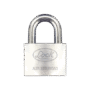 Candado de hierro alta seguridad con llave de disco/ Acabado Cromado/ Llaves Abloy/ Medida de Horquilla 50 mm.