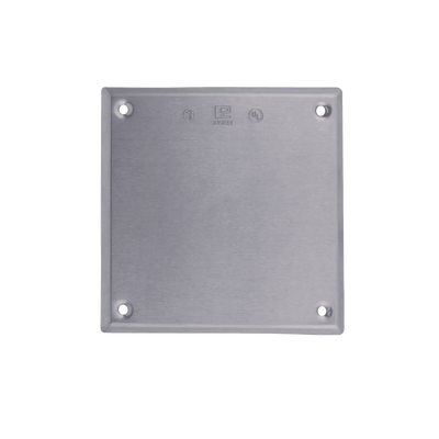 Tapa cuadrada ciega RAWELT TC-04-18 de aluminio para caja cuadrada.
