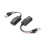 Kit de transceptores activos con conector para alimentación (12V/24Vcc/AC) TurboHD para aplicaciones de video por UTP Cat5e/6 en HD. Distancia de hasta 150 m en 4K