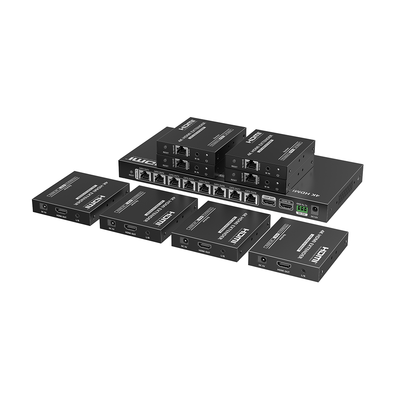 Kit Divisor y Extensor HDMI / Divide 1 Fuente HDMI a 8 Pantallas / Extiende EPCOM TITANIUM TT-828N la señal HDMI hasta 70 m / Resolución 4K @ 60 Hz/ Cat 6/6a/7 / IPCOLOR / CERO LATENCIA / Uso 24/7 / Puerto S/PDIF / EDID / RS232 / Salida Loop / Alimente solo el Tx