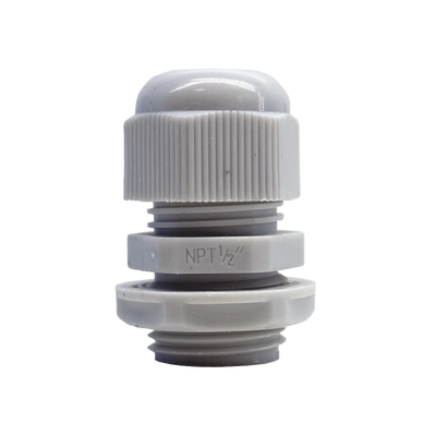 Conector Plástico Blanco Tipo Glándula para Rosca NPT 1/2″