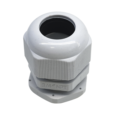 Conector Plástico Blanco Tipo Glándula para Rosca NPT 3/4″
