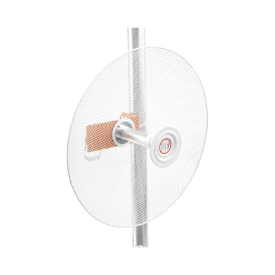 Antena direccional con diseño aerodinámico para minimiza la resistencia al viento, Ganancia de 30 dBi,  frecuencia (4.9 – 6.5 GHz), Polarización doble, incluye montaje para torre o mástil