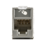 Jack UltraMAX Cat6A, UTP, Montaje híbrido en Placa de Pared (Plano y Angulado), Color Gris, Punch Down