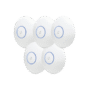 Paquete de 5 Access Point UniFi de largo alcance, Doble banda 802.11ac MIMO2X2 para interior, PoE 802.3af, soporta 250 clientes, hasta 867 Mbps, Los equipos no incluyen poe se sugiere comprar aparte el  modelo POE-24-12W-G