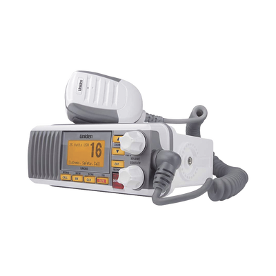 Radio Móvil Marino VHF, color blanco, Tx: 156.025 – 157.425 MHz, Rx: 156.050 – 163.275 MHz, 25W de potencia, sumergible IPX4 incluye micrófono y cable de alimentación