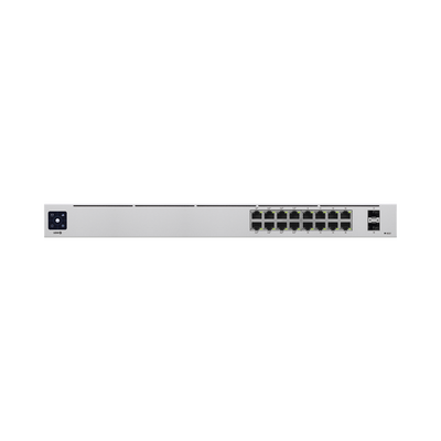 UniFi Switch USW-16-POE Gen2, Capa 2 UBIQUITI de 16 puertos (8 puertos PoE 802.3af/at + 8 puertos Gigabit) + 2 puertos 1G SFP, 42W, pantalla informativa