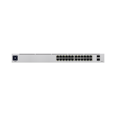 UniFi Switch USW-24-POE Gen2, Capa 2 UBIQUITI de 24 puertos (16 puertos PoE 802.3af/at + 8 puertos Gigabit) + 2 puertos 1G SFP, 95W, pantalla informativa
