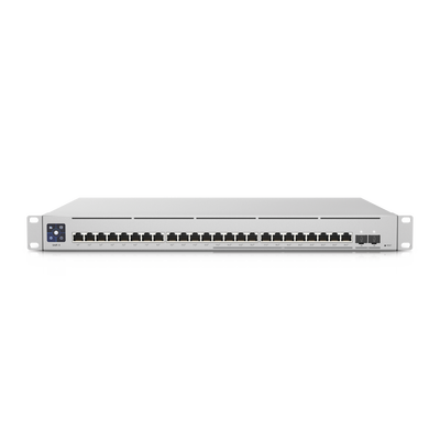 UniFi Switch Empresarial Capa 3 UBIQUITI USW-ENTERPRISE-24-POE de 24 puertos PoE 802.3af/at (12 puertos 2.5G y 12 puertos 1G) + 2 puertos 1/10G SFP+, 400W, pantalla informativa