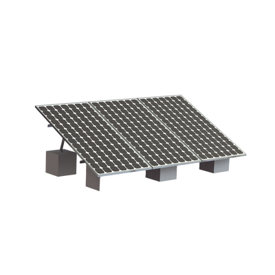 Montaje para 3 Panel Solar, Riel “8” de 4050mm para Módulos con Espesor de 35mm, Velocidad de Viento Máx. 136km/h (20° a 45°)