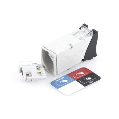 Jack Z-MAX Cat6A, Blindado, Montaje híbrido en Placa SIEMON Z6A-S01 de Pared (Plano y Angulado), Color Negro