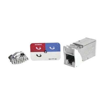 Jack Z-MAX Cat6A, Blindado, Montaje híbrido en Placa SIEMON Z6A-S02 de Pared (Plano y Angulado), Color Blanco