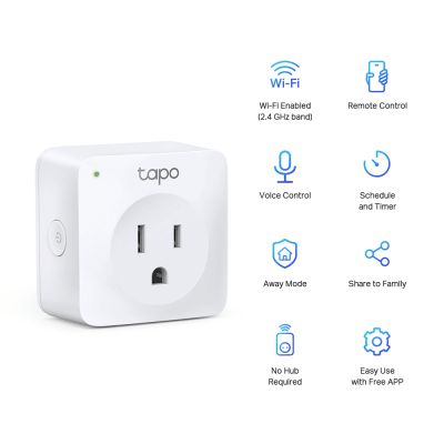 Mini tomacorriente inteligente Wi-Fi, 100 - 120V~, 50/60Hz, 15.0A, compatible TP-LINK TAPOP100-2P con Amazon Alexa y Google Assistant, color blanco. - Image 3