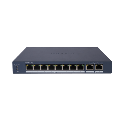 Switch HIKVISION DS-3E1510P-EI Gigabit PoE+ / Administrable / 8 Puertos Gigabit PoE+ / 2 Puertos Gigabit / Configuración Nube Hik-Partner Pro / Modo Extendido hasta 300 Metros / 110 W