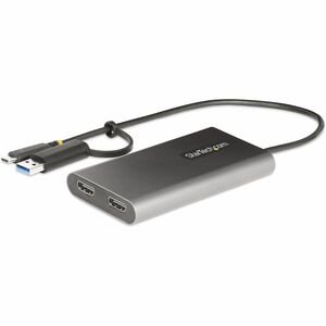 StarTech.com Adaptador USB-C a HDMI Doble – Convertidor USB Tipo C a 2 Monitores HDMI – 4K 60Hz – PD de 100W con Paso – Cable de 30cm – 3840 x 2160 Supported – Gris ADAPTADOR USB-C A HDMI DOBLE 4KA 60HZ PD DE 100W TIPO C
