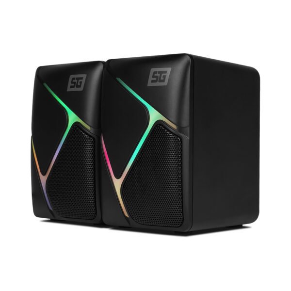 Vorago 2.0 Pórtatil Sistema de Altavoces - 6W RMS - Negro - 150Hz a 20kHz - USB - 2 BOCINAS 2.0 VORAGO START THE GAME RGB  USB 3.5 MM - Vorago