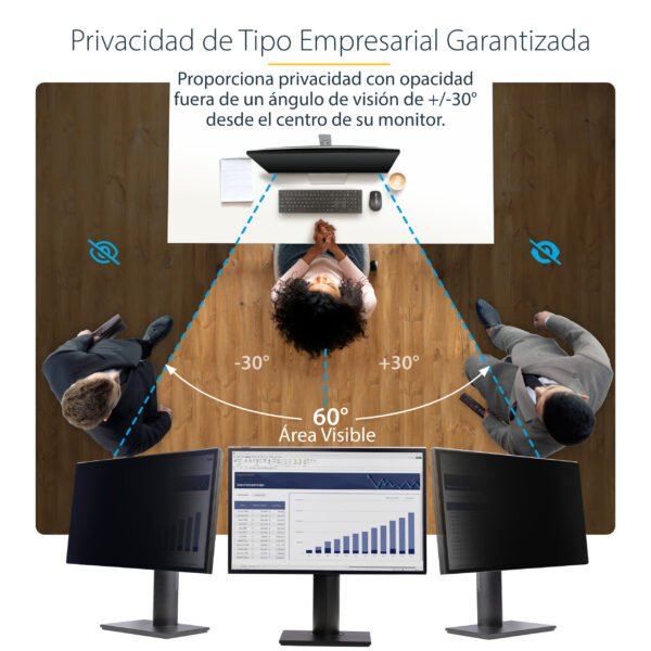 Filtro de Privacidad 16:9 para Monitor de 27" - Colgante - Protector Acrílico de Pantalla - Ángulo de Visión de +/- 30° - Brillante FILTRO DE PRIVACIDAD 16:9para Monitor de 27 Colgante - StarTech.com - Image 9